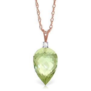 ALARRI 9.55 CTW 14K Solid Rose Gold Beauty Green Amethyst Necklace