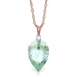 ALARRI 11.3 Carat 14K Solid Rose Gold Pointy Blue Topaz Diamond Necklace