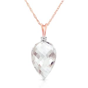 ALARRI 12.3 Carat 14K Solid Rose Gold Beauty White Topaz Diamond Necklace
