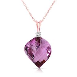 ALARRI 10.8 CTW 14K Solid Rose Gold Spiral Amethyst Diamond Necklace