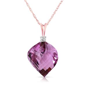 ALARRI 10.8 CTW 14K Solid Rose Gold Spiral Amethyst Diamond Necklace
