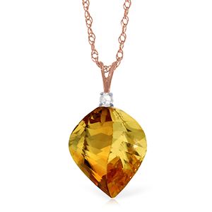 ALARRI 11.8 Carat 14K Solid Rose Gold Spiral Citrine Diamond Necklace