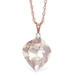 ALARRI 12.85 Carat 14K Solid Rose Gold Spiral White Topaz Diamond Necklace