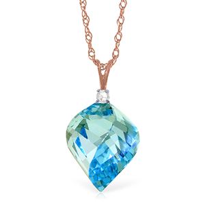 ALARRI 13.95 Carat 14K Solid Rose Gold April Sky Blue Topaz Diamond Necklace