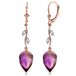 ALARRI 19.02 Carat 14K Solid Rose Gold Diamond Drop Amethyst Earrings