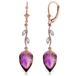 ALARRI 19.02 Carat 14K Solid Rose Gold Diamond Drop Amethyst Earrings