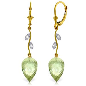 ALARRI 19.02 Carat 14K Solid Gold Diamond Drop Green Amethyst Earrings