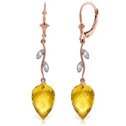 ALARRI 19.02 CTW 14K Solid Rose Gold Diamond Drop Citrine Earrings