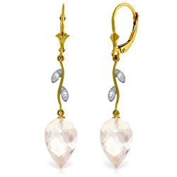 ALARRI 24.52 Carat 14K Solid Gold Diamond Drop White Topaz Earrings