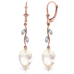 ALARRI 24.52 CTW 14K Solid Rose Gold Diamond Drop White Topaz Earrings