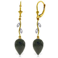 ALARRI 24.52 Carat 14K Solid Gold Diamond Drop Black Spinel Earrings