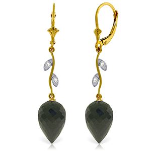 ALARRI 24.52 Carat 14K Solid Gold Diamond Drop Black Spinel Earrings