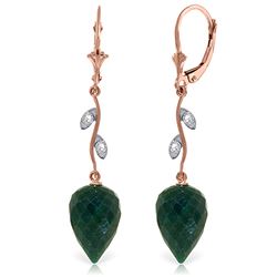 ALARRI 25.72 Carat 14K Solid Rose Gold Diamond Drop Emerald Earrings