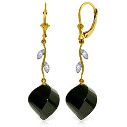 ALARRI 31.02 CTW 14K Solid Gold Diamond Spiral Black Spinel Earrings