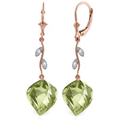 ALARRI 26.02 CTW 14K Solid Rose Gold Diamond Spiral Green Amethyst Earrings