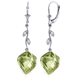 ALARRI 26.02 Carat 14K Solid White Gold Diamond Spiral Green Amethyst Earrings