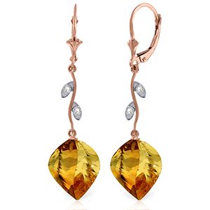 ALARRI 23.52 Carat 14K Solid Rose Gold Diamond Spiral Citrine Earrings