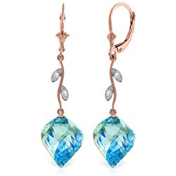 ALARRI 27.82 Carat 14K Solid Rose Gold Diamond Spiral Blue Topaz Earrings