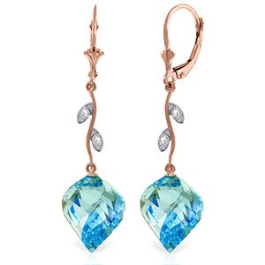 ALARRI 27.82 Carat 14K Solid Rose Gold Diamond Spiral Blue Topaz Earrings