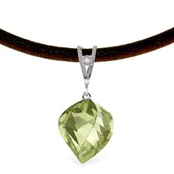 ALARRI 13.01 Carat 14K Solid White Gold Savoire Vivre Green Amethyst Necklace