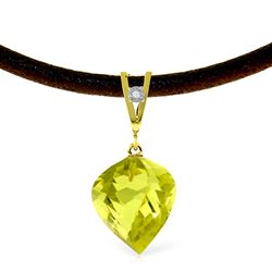 ALARRI 10.76 Carat 14K Solid Gold Savoire Vivre Lemon Quartz Necklace