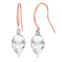 ALARRI 24.6 CTW 14K Solid Rose Gold Fish Hook Earrings Diamond White Topaz