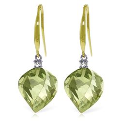 ALARRI 26.1 Carat 14K Solid Gold Obsession Green Amethyst Diamond Earrings