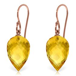 ALARRI 19 CTW 14K Solid Rose Gold Fish Hook Earrings Natural Briolette Citrine