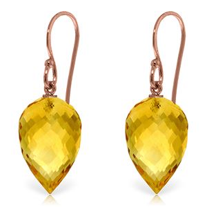 ALARRI 19 CTW 14K Solid Rose Gold Fish Hook Earrings Natural Briolette Citrine