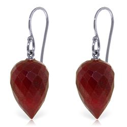 ALARRI 26.1 Carat 14K Solid White Gold Plummet Ruby Earrings