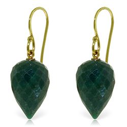 ALARRI 25.8 Carat 14K Solid Gold Fish Hook Earrings Natural Emerald