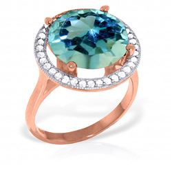 ALARRI 8 Carat 14K Solid Rose Gold Ingrid Blue Topaz Diamond Ring