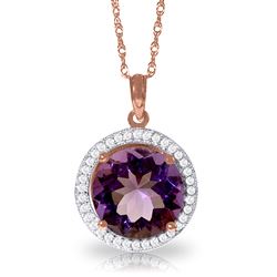 ALARRI 6.2 CTW 14K Solid Rose Gold Natural Diamond Amethyst Necklace