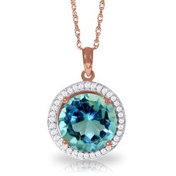 ALARRI 8 Carat 14K Solid Rose Gold Diamond Blue Topaz Necklace