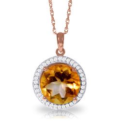 ALARRI 6.2 Carat 14K Solid Rose Gold Natural Diamond Citrine Necklace