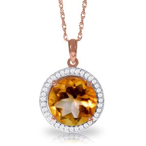 ALARRI 6.2 Carat 14K Solid Rose Gold Natural Diamond Citrine Necklace