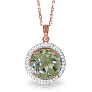 ALARRI 5.2 Carat 14K Solid Rose Gold Diamond Green Amethyst Necklace