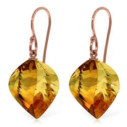ALARRI 23.5 Carat 14K Solid Rose Gold Fish Hook Earrings Natural Citrine