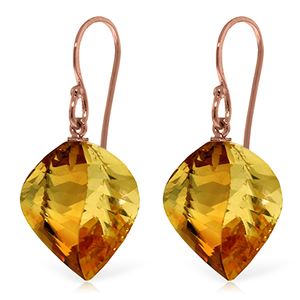 ALARRI 23.5 Carat 14K Solid Rose Gold Fish Hook Earrings Natural Citrine