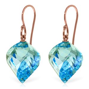 ALARRI 27.8 Carat 14K Solid Rose Gold Fish Hook Earrings Natural Blue Topaz