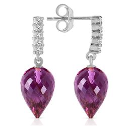 ALARRI 19.15 CTW 14K Solid White Gold Wondrous Delight Amethyst Diamond Earrings