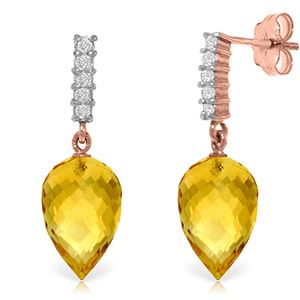 ALARRI 19.15 Carat 14K Solid Rose Gold Earrings Diamond Citrine