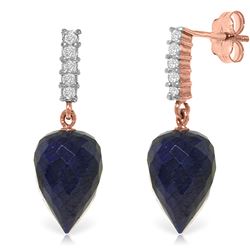 ALARRI 25.95 Carat 14K Solid Rose Gold Earrings Diamond Briolette Sapphire