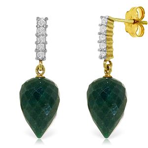 ALARRI 25.95 CTW 14K Solid Gold Earrings Diamond Briolette Emerald