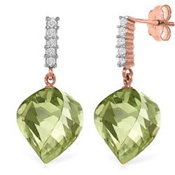 ALARRI 26.15 Carat 14K Solid Rose Gold Diamond Spiral Green Amethyst Earrings