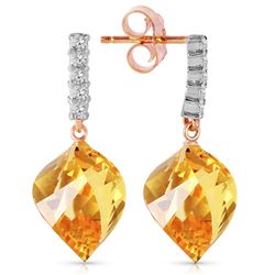 ALARRI 23.65 CTW 14K Solid Rose Gold Diamond Spiral Citrine Earrings