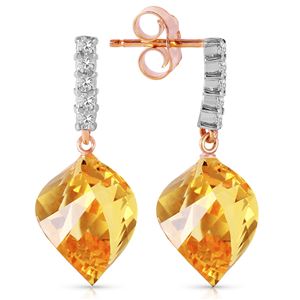 ALARRI 23.65 CTW 14K Solid Rose Gold Diamond Spiral Citrine Earrings