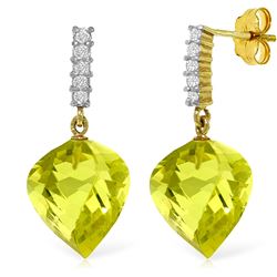 ALARRI 21.65 Carat 14K Solid Gold Strong Character Lemon Quartz Earrings