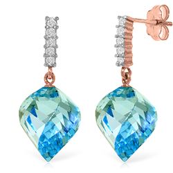 ALARRI 27.95 CTW 14K Solid Rose Gold Diamond Spiral Blue Topaz Earrings
