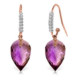 ALARRI 19.18 CTW 14K Solid Rose Gold Diamond Pointy Amethyst Earrings